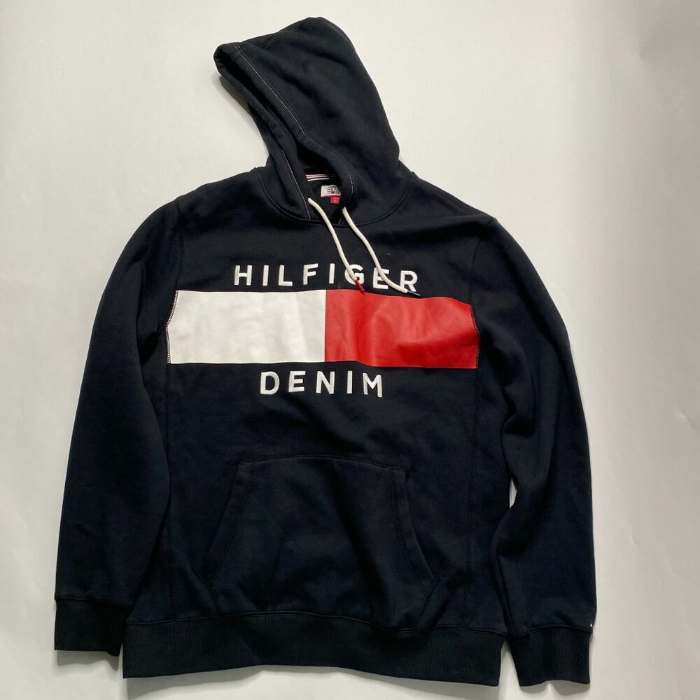 Tommy Hilfiger Denim Men's Brooks Logo Print Hoodie Black *USED* Size XL